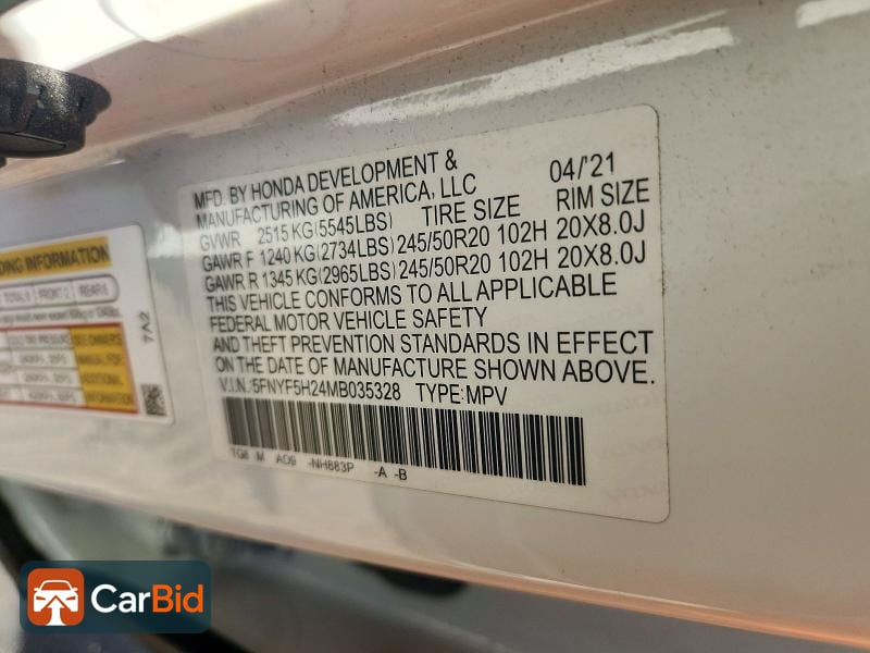2021 Honda PILOT 5FNYF5H24MB035328, фото 13