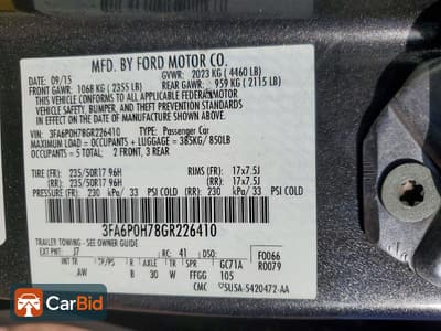 2016 FORD FUSION SE, фото 12