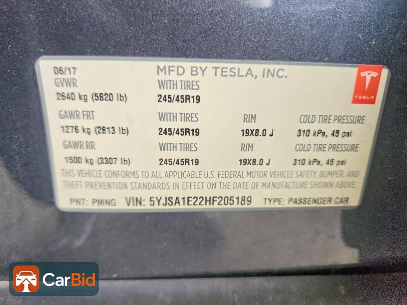 2017 TESLA MODEL S, фото 13