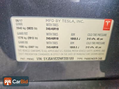 2017 TESLA MODEL S, фото 13