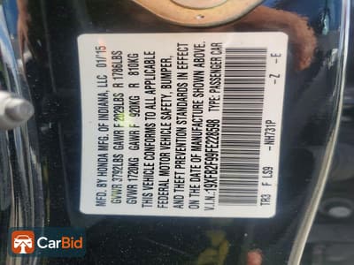 2015 Honda CIVIC 19XFB2F99FE228598, фото 12