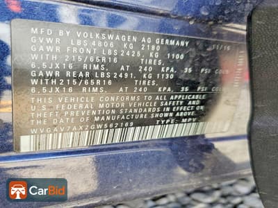 2016 VOLKSWAGEN TIGUAN S, фото 13