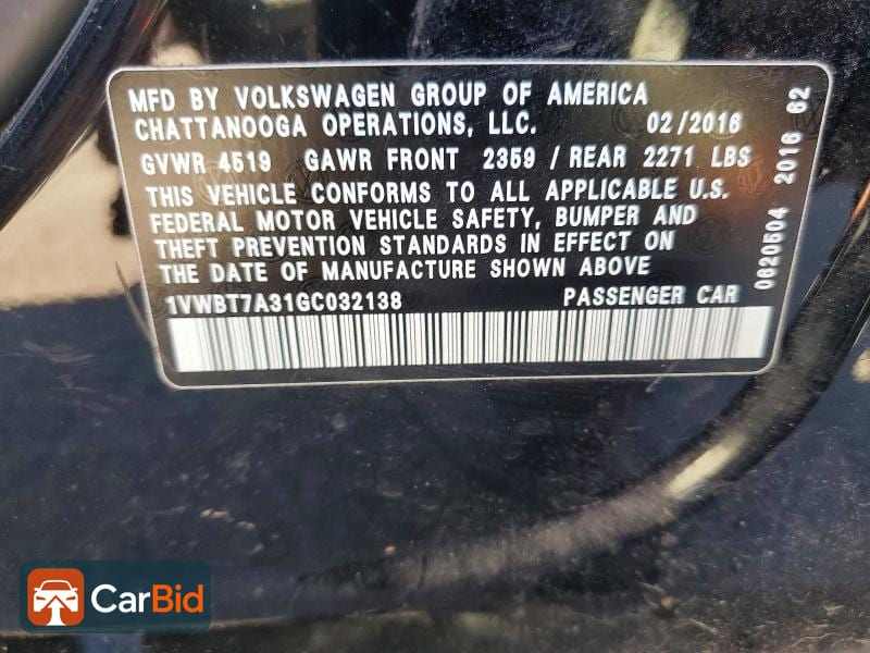 2016 VOLKSWAGEN PASSAT SE, фото 12