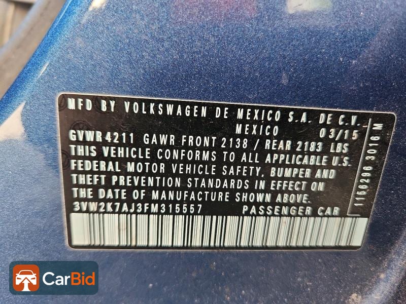 2015 VOLKSWAGEN JETTA BASE, фото 12