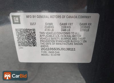 2018 Chevrolet IMPALA 2G1105S35J9138111, фото 9