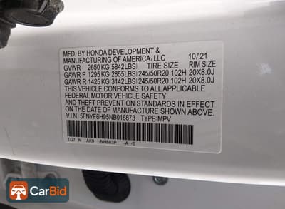 2022 Honda PILOT 5FNYF6H95NB016873, фото 9