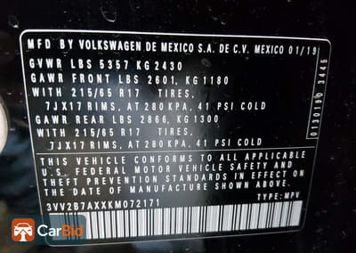 2019 VOLKSWAGEN TIGUAN, фото 9
