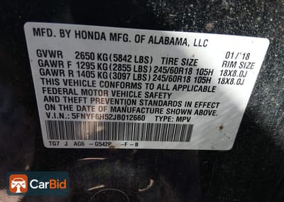 2018 Honda PILOT 5FNYF6H52JB012660, фото 9