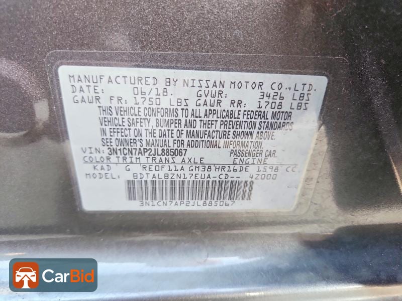 2018 NISSAN VERSA SV, photo 12