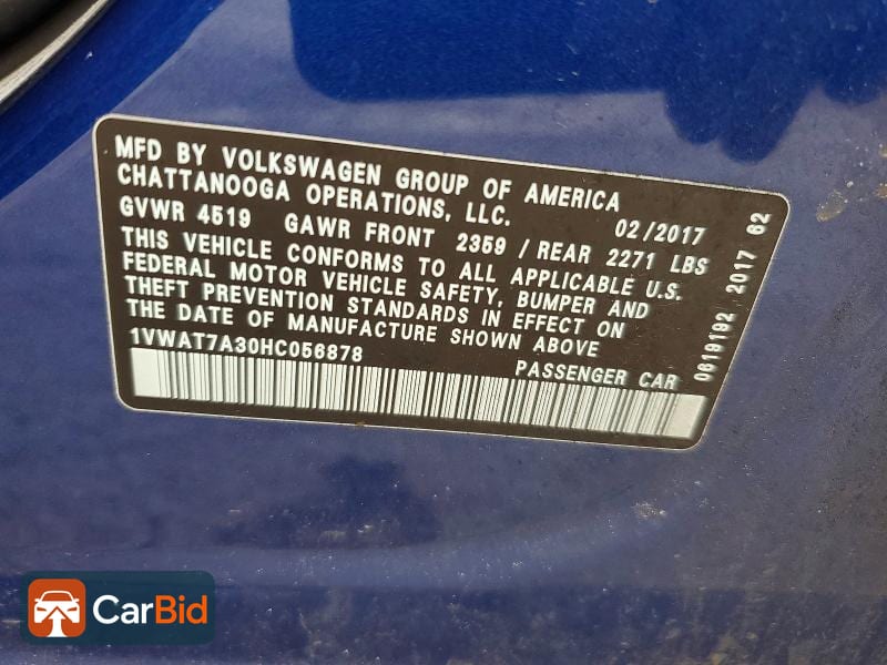 2017 VOLKSWAGEN PASSAT S, фото 12
