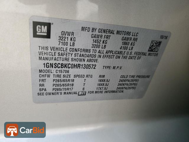 2017 CHEVROLET TAHOE C1500 LT, фото 13