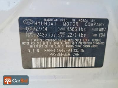 2015 HYUNDAI SONATA HYBRID BASE, фото 12